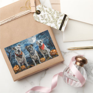American Staffordshire Halloween Spooky Rechteckiger Aufkleber