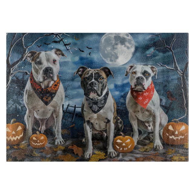 American Staffordshire Halloween Spooky Schneidebrett (Vorderseite)