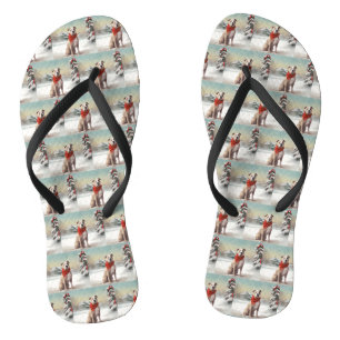 American Staffordshire Hund im Schnee Weihnachten Flip Flops