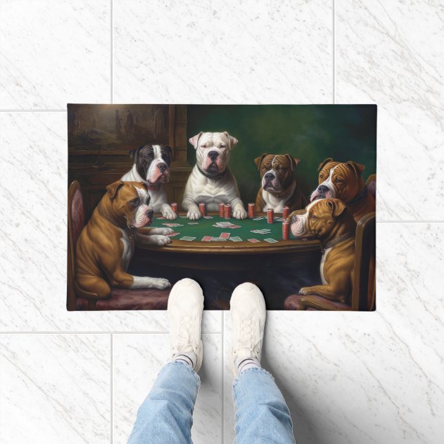 American Staffordshire Hunde Poker Art Fußmatte (Indoor)