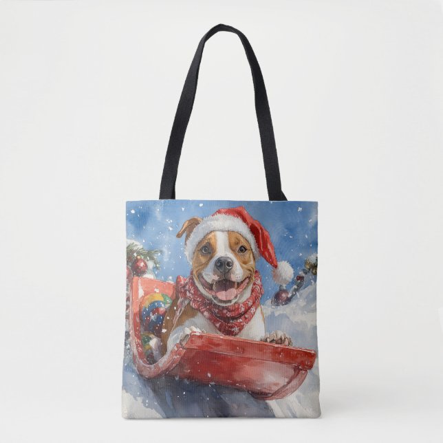 American Staffordshire in Sledge Christmas (Vorderseite)