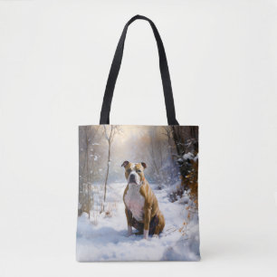 American Staffordshire Lass es schneien Weihnachte