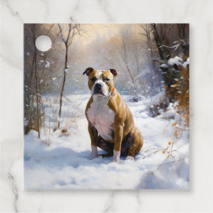 American Staffordshire Lass es schneien Weihnachte Geschenkanhänger