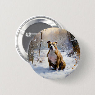 American Staffordshire Let It Snow Christmas Button