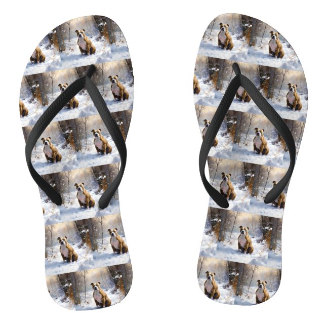 American Staffordshire Let It Snow Christmas Flip Flops (Fußbett)
