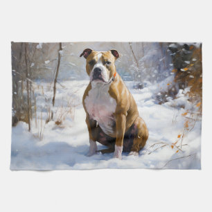 American Staffordshire Let It Snow Christmas Geschirrtuch