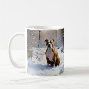American Staffordshire Let It Snow Christmas Kaffeetasse