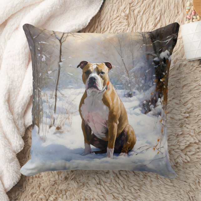 American Staffordshire Let It Snow Christmas Kissen (Decke)