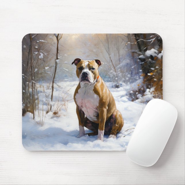 American Staffordshire Let It Snow Christmas Mousepad (Mit Mouse)