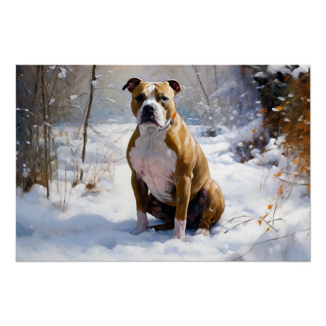 American Staffordshire Let It Snow Christmas Poster (Vorderseite)
