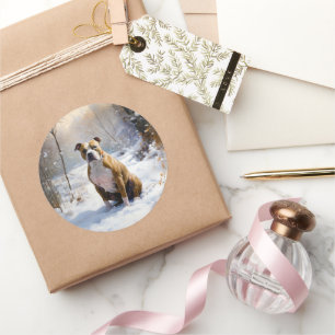 American Staffordshire Let It Snow Christmas Runder Aufkleber