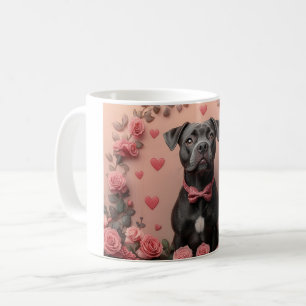 American Staffordshire mit Rosen -Valentinstag Kaffeetasse