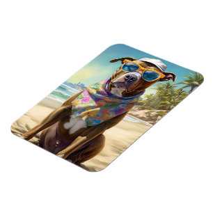 American Staffordshire on Beach, Sommergeschenk Magnet