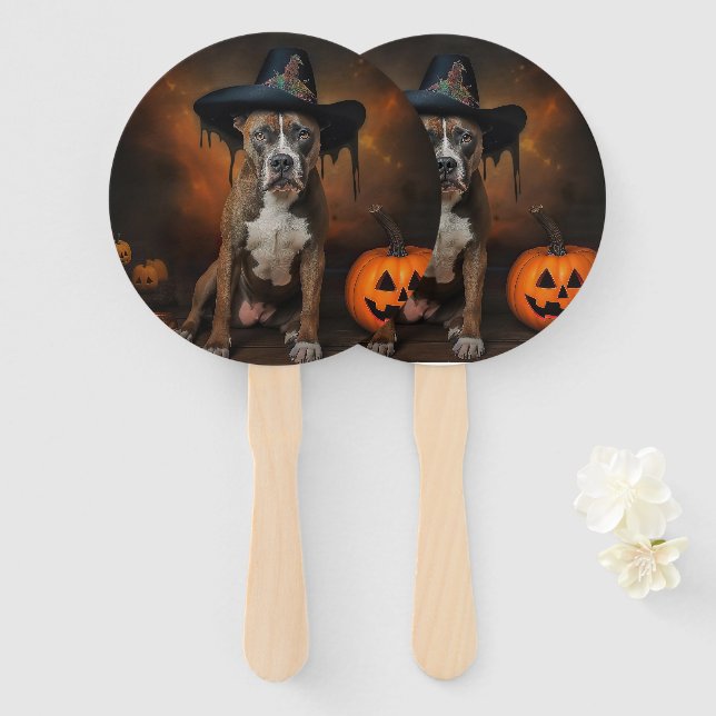 American Staffordshire Pumpkins Halloween Beängsti Fächer (Vorne und Hinten)