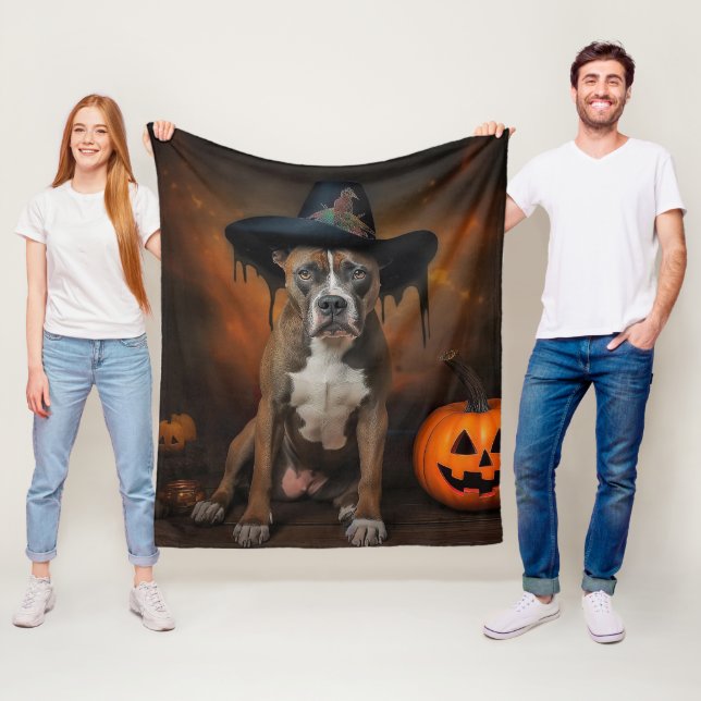 American Staffordshire Pumpkins Halloween Beängsti Fleecedecke (Beispiel)