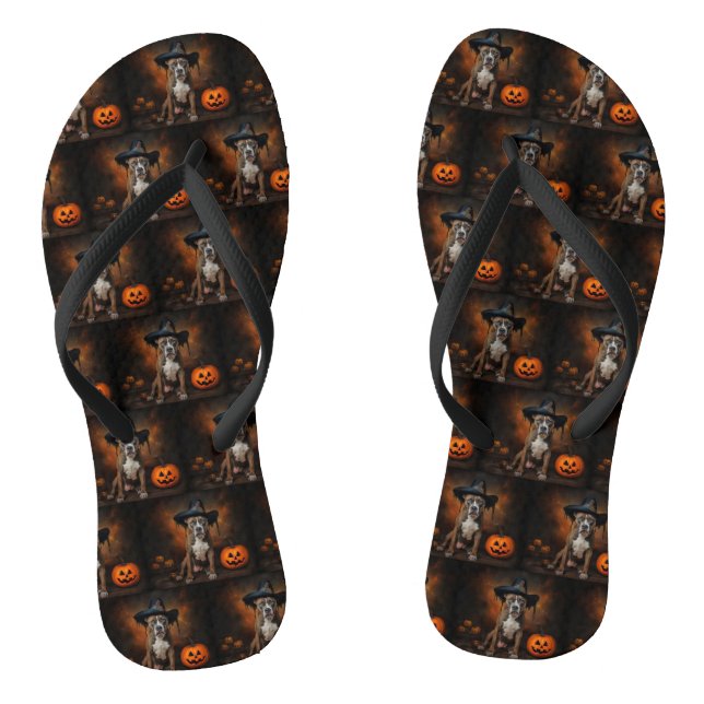 American Staffordshire Pumpkins Halloween Beängsti Flip Flops (Fußbett)