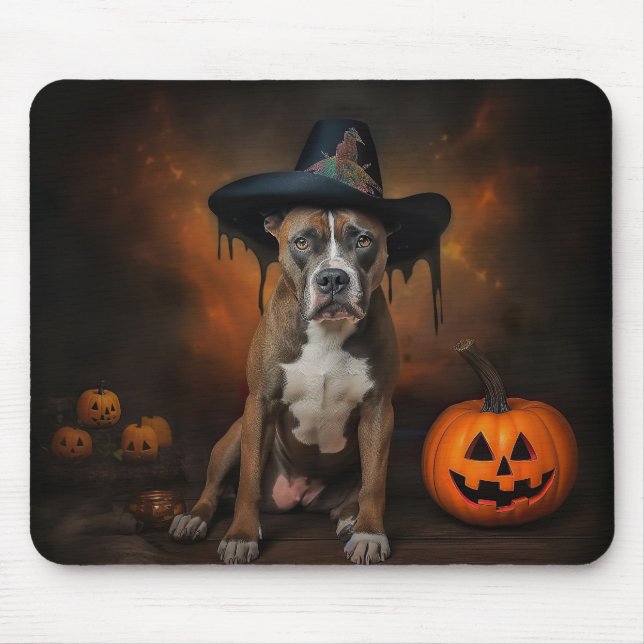 American Staffordshire Pumpkins Halloween Beängsti Mousepad (Vorne)