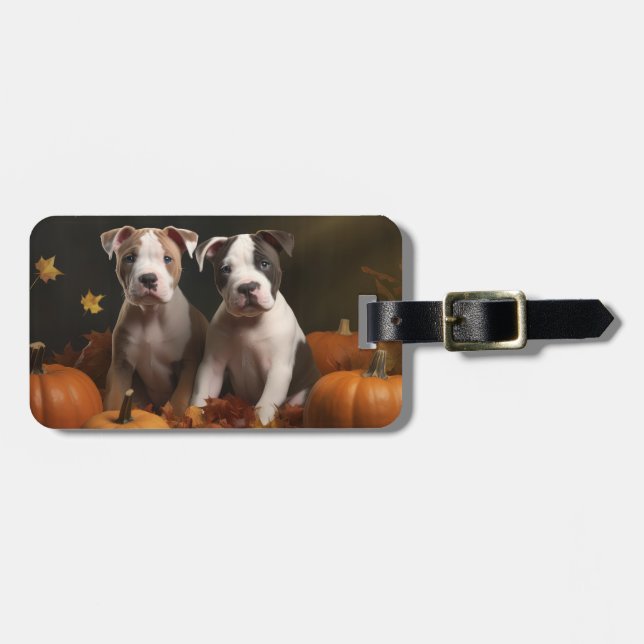 American Staffordshire Puppy Herbst Delight Gepäckanhänger (Vorderseite horizontal)