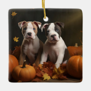 American Staffordshire Puppy Herbst Delight Keramikornament