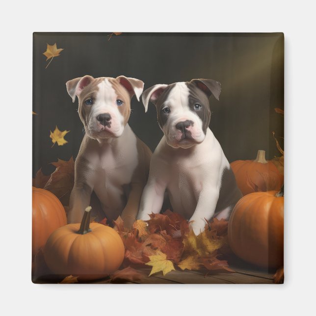 American Staffordshire Puppy Herbst Delight Magnet (Vorne)