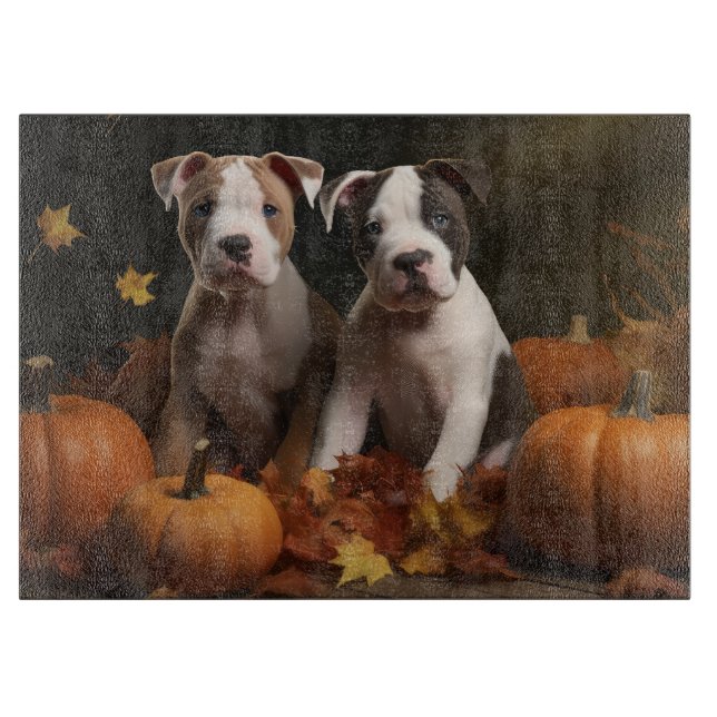 American Staffordshire Puppy Herbst Delight Schneidebrett (Vorderseite)