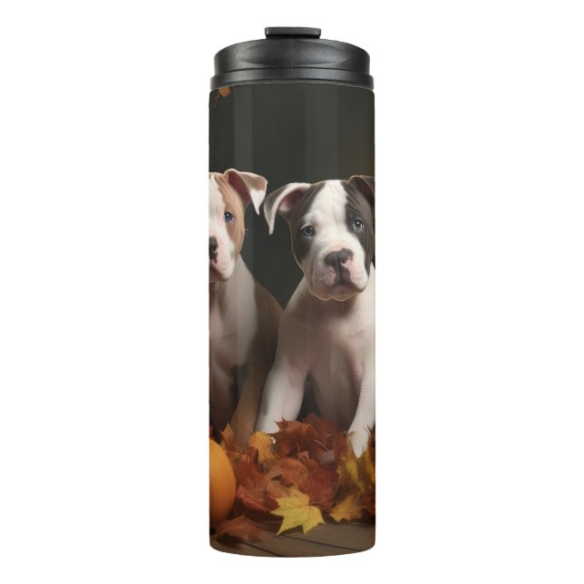 American Staffordshire Puppy Herbst Delight Thermosbecher (Vorderseite)