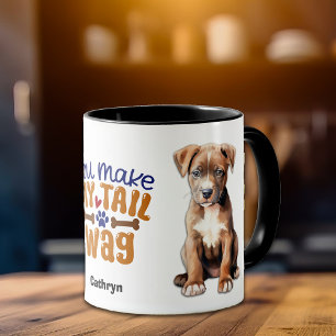 American Staffordshire Puppy macht meinen Schwanz  Tasse