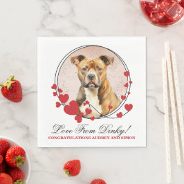American Staffordshire Red Heart Wedding Dog Foto Serviette