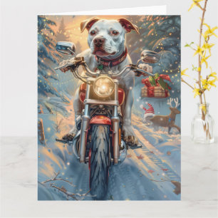 American Staffordshire Riding Motorrad Weihnachten Karte