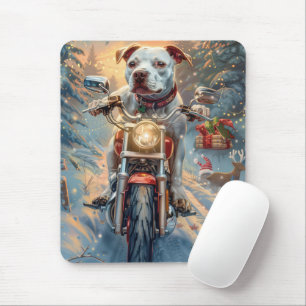 American Staffordshire Riding Motorrad Weihnachten Mousepad