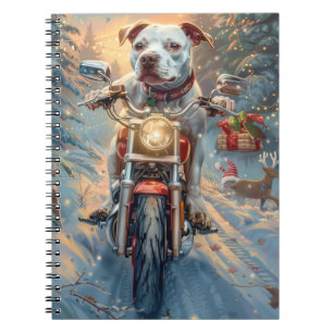 American Staffordshire Riding Motorrad Weihnachten Notizblock