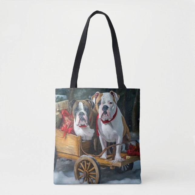 American Staffordshire Snowy Sleigh Weihnachten (Vorderseite)