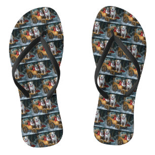American Staffordshire Snowy Sleigh Weihnachten Flip Flops