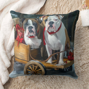 American Staffordshire Snowy Sleigh Weihnachten Kissen