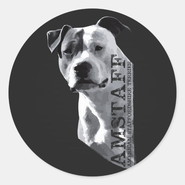 American Staffordshire Terrier - Amstaff Runder Aufkleber (Vorderseite)