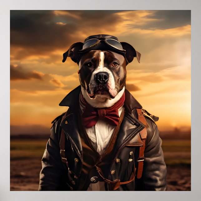 American Staffordshire Terrier Aviator Vintag Poster (Vorne)