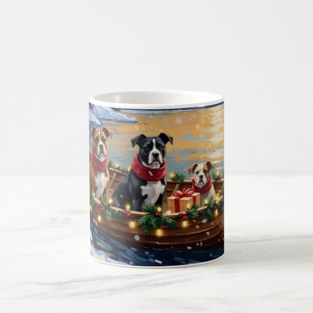 American Staffordshire Terrier Christmas Boat Kaffeetasse (Mittel)