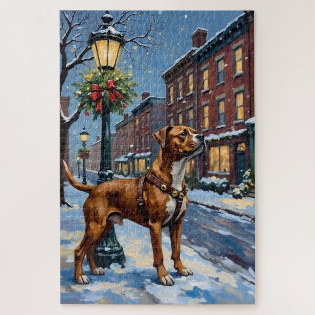 American Staffordshire Terrier Christmas City Puzzle (Vertikal)