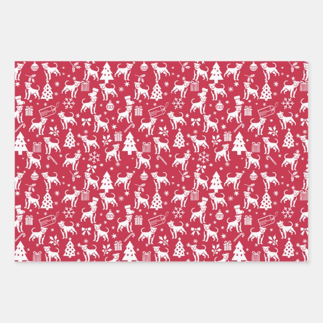American Staffordshire Terrier Christmas Geschenkpapier Set (Vorderseite)