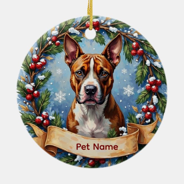 American Staffordshire Terrier Christmas Keramik Ornament (Hinten)