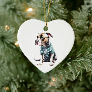 American Staffordshire Terrier Christmas Sweater Keramik Ornament
