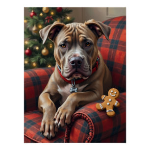 American Staffordshire Terrier Cozy Weihnachten Poster