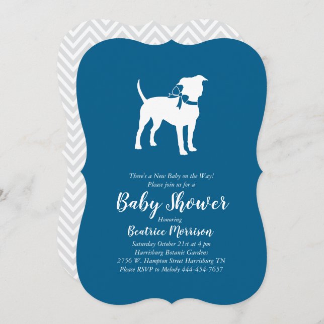 American Staffordshire Terrier Dog Baby Dusche Einladung (Vorne/Hinten)