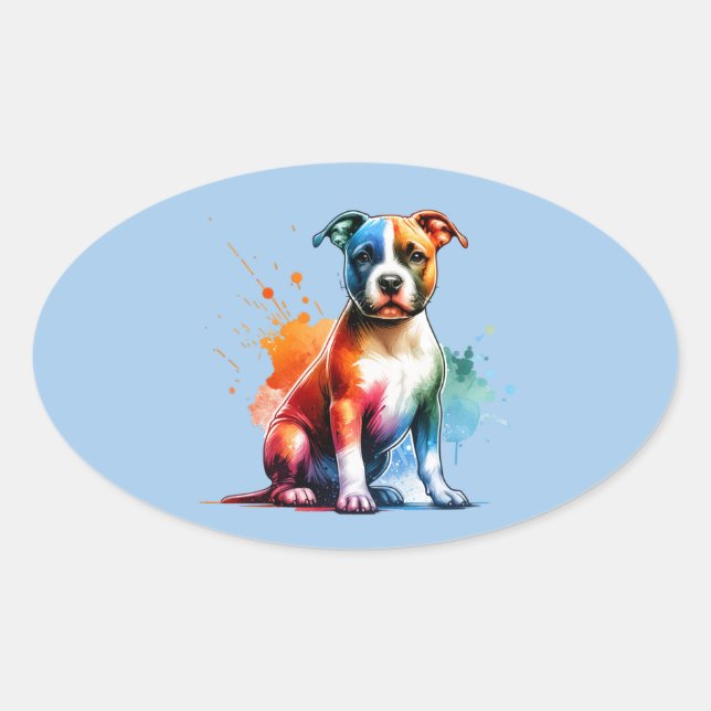 American Staffordshire Terrier Dog Ovaler Aufkleber (Vorderseite)