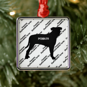 American Staffordshire Terrier Dog Silhouette Ornament Aus Metall