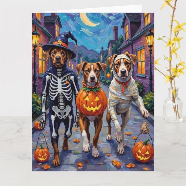 American Staffordshire Terrier Dogs Halloween Karte (Gelbe Blume)