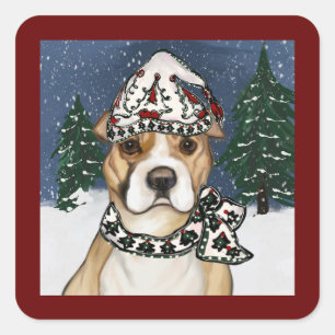 AMERICAN STAFFORDSHIRE TERRIER QUADRATISCHER AUFKLEBER