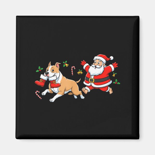 American Staffordshire Terrier Santa Claus Boots C Magnet (Vorne)