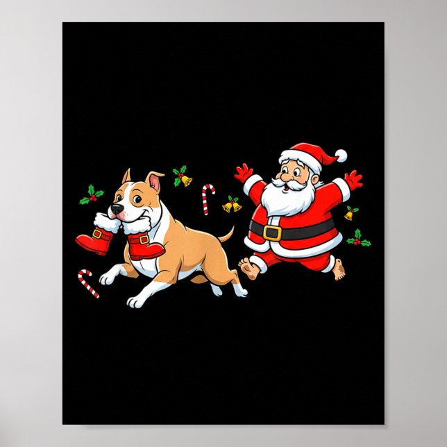 American Staffordshire Terrier Santa Claus Boots C Poster (Vorne)