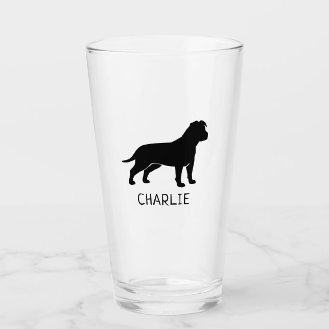 American Staffordshire Terrier Silhouette AmStaff Glas (Vorderseite)